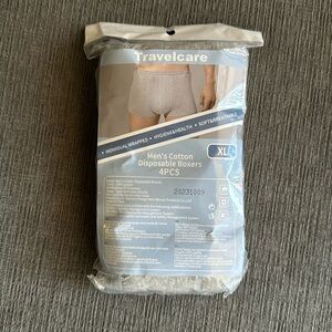 Mens Disposable 100% Cotton Underwear Boxers Portable Shorts, 4 pack